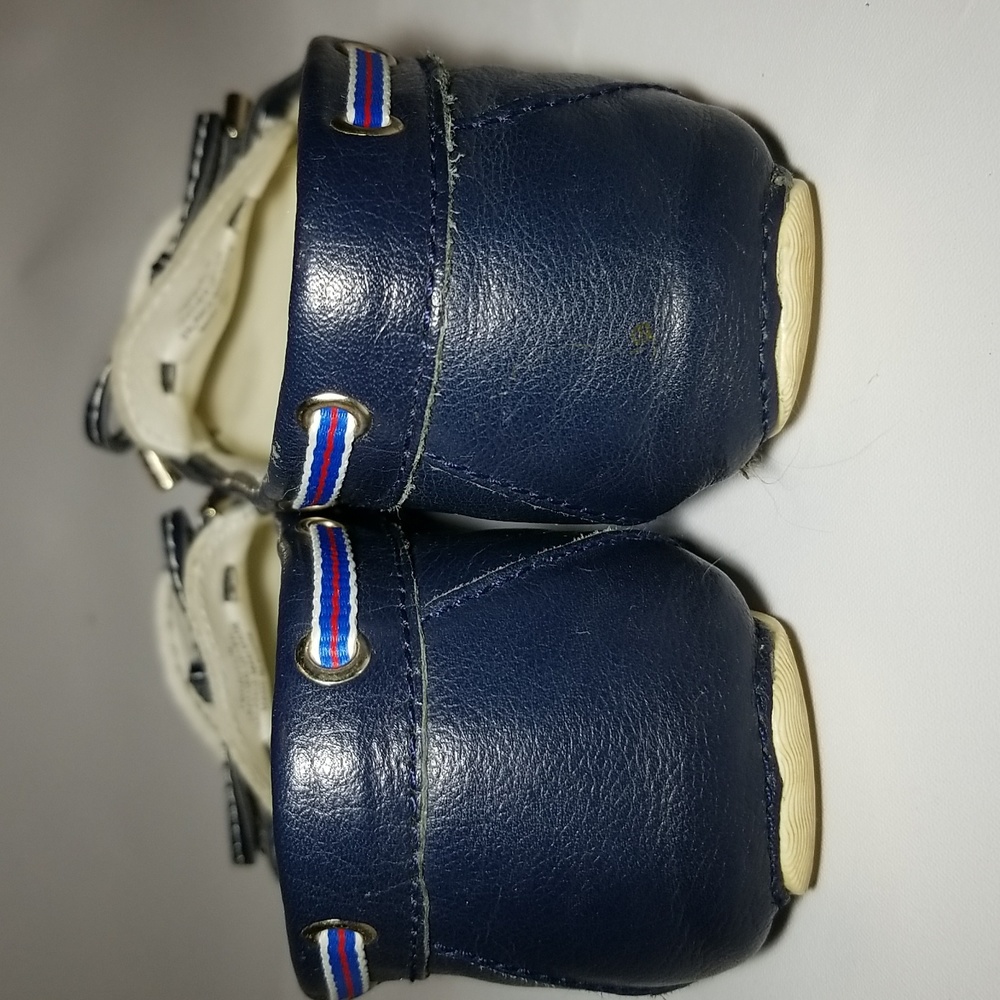 Leather flats,boat shoe,loafer,white blue. - Picture 3 of 10